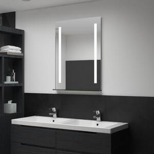 Koupelnové nástěnné zrcadlo s LED světlem a policí | 60 x 80 cm