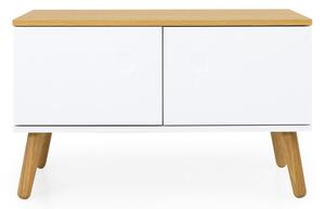 Bílá úložná lavice s nohami z dubového dřeva Tenzo Dot