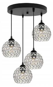 Závěsné svítidlo Crystal, 4x stříbrné křišťálové stínítko