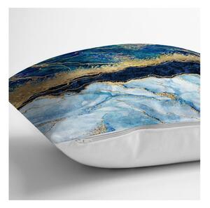 Povlak na polštář Minimalist Cushion Covers Marble With Blue, 45 x 45 cm