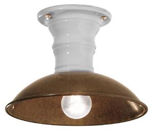 Il Fanale 064.02.OC Mini, stropní svítidlo v kombinaci bílé keramiky a mosazi, 1x15W, prům. 21cm