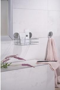Nástěnná police do koupelny ve stříbrné barvě Wenko Static-Loc® Osimo, šířka 24 cm