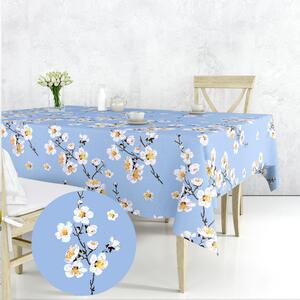 Ervi bavlněný ubrus na stůl čtvercový - květ jabloně na modrém