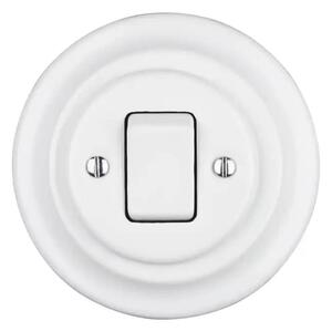 Bohemia-Design - Porcelánový retro jednoduchý vypínač s rámečkem č. 7 bílá