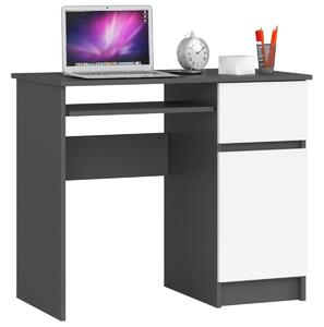Ak furniture Psací stůl PIKSEL 90 cm grafitově šedý/bílý pravý