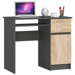 Ak furniture Psací stůl PIKSEL 90 cm grafitově šedý/dub sonoma pravý