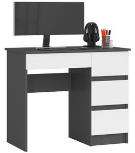Ak furniture Psací stůl A-7 90 cm grafitový/bílý pravý