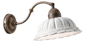 Il Fanale 061.18.OC Anita, rustikální nástěnné svítidlo z antické mosazi a keramiky, 1x46W E27, délka 40cm