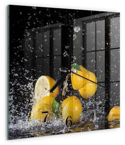 Skleněné hodiny na stěnu Citrony zskc-30x30-00179486
