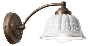 Il Fanale 061.17.OC Anita, rustikální nástěnné svítidlo z antické mosazi a keramiky, 1x10W LED E14, délka 25cm