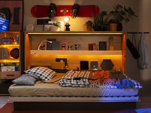 Sklápěcí postel Concept Junior - horizontální, Osvětlení: bez osvětlení, Barva: dub artisan / dub artisan + ocel + silk flou Mirjan24 5903211222436