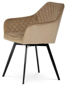 Jídelní židle, potah cappuccino sametová látka, kovové nohy, černý matný lak DCH-425 CAP4