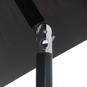 Zahradní slunečník s LED světly - ocelová tyč - 300 cm | černý
