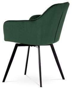 Jídelní židle, potah smaragdově zelená sametová látka, kovové nohy, černý matný lak DCH-425 GRN4