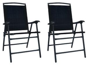 Skládací zahradní židle Melburn - 2 ks - textilen | černé