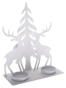 Vánoční kovový svícen na 2 čajové svíčky Soby, 16 x 18 x 8 cm