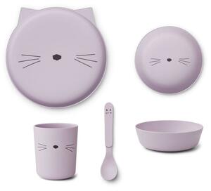 Dětská jídelní sada Brody Cat Light Lavender - Set 4 ks