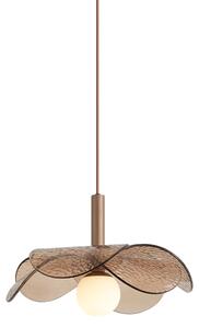 Designové závěsné svítidlo tmavý bronz s jantarovým sklem - Kemner