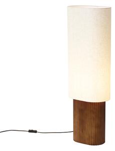 Japandi stojací lampa z ořechového dřeva s látkovým stínidlem 90 cm - Lamel