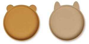 Silikonový talířek Olivia Golden Caramel Oat 17 cm - set 2 ks