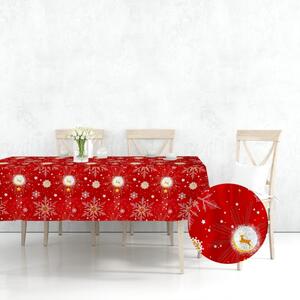 Ervi bavlněný ubrus na stůl čtvercový - Vánoční vzor - červený
