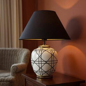 PR Home Stolní lampa New York, černá, výška 45 cm, keramika, Černá, Obývací pokoj / jídelna, Textil / tkanina / hedvábí