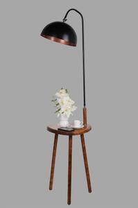 Černá stojací lampa s odkládacím stolkem Opviq lights