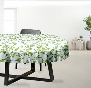 Ervi bavlněný ubrus na stůl oválný - Zelené listy