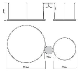 Redo 01-1720-TRIAC Orbit direct, závěsné kruhové svítidlo, 40,5+68W LED 3000K, stmívatelné TRIAC bílá, prům. 60+100cm