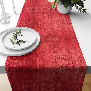 Ervi dekorační běhoun na stůl - mačkaný samet červený