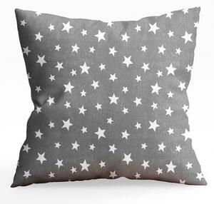 Ervi povlak na polštář bavlněný - hvězdičky na šedém