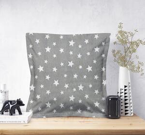 Ervi povlak na polštář bavlněný s lemem - hvězdičky na šedém