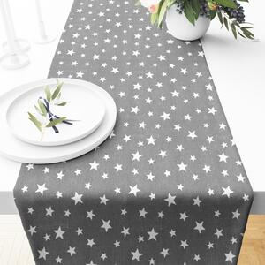 Ervi bavlněný běhoun na stůl - hvězdičky na šedém