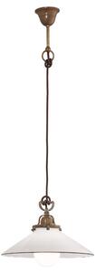 Il Fanale 081.10.OV Country, rustikální závěsné svítidlo z mosazi a benátského skla, 1x70W E27, prům. 34cm