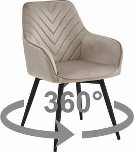 Otočné jídelní křeslo NANA360 VELVET, béžové