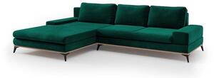 Lahvově zelená rozkládací rohová pohovka se sametovým potahem Windsor & Co Sofas Astre, levý roh
