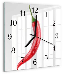 Skleněné hodiny na stěnu Chilli paprička zskc-30x30-00183550
