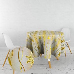 Ervi dekorační ubrus na stůl kulatý - Sabrina květiny zlato-oranžová