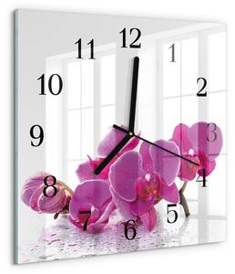Skleněné hodiny na stěnu Orchidej zskc-30x30-00177569