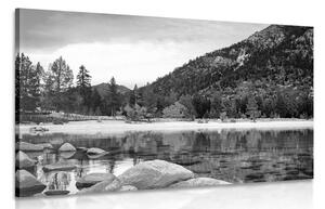 Obraz jezero v nádherné přírodě v černobílém provedení Varianta: 60x40