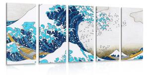 5-dílný obraz reprodukce Velká vlna z Kanagawa - KACUŠIKA HOKUSAI