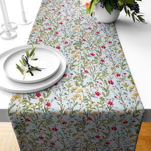 Ervi bavlněný běhoun na stůl - Polní květy na šedém