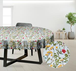 Ervi bavlněný ubrus na stůl oválný - Polní květy na šedém