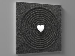 Liox Černý obraz srdce v písku Rozměr: 40 x 40 cm