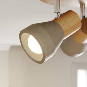 Lindby - Filiz Round Stropní Lampa Concrete/Wood - Lampemesteren