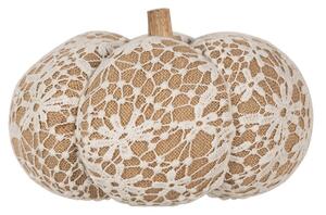 Hnědo-bílá krajková dekorace dýně Pumpkin XXL - Ø 25*16 cm