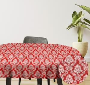 Ervi bavlněný ubrus na stůl oválný - ornament červený