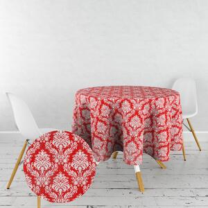 Ervi bavlněný ubrus na stůl kulatý - ornament červený