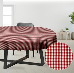 Ervi bavlněný ubrus na stůl oválný - Tradiční kostka - červená