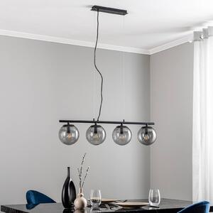 Závěsná lampa Lucande Sotiana, 4 skleněné koule, černá barva